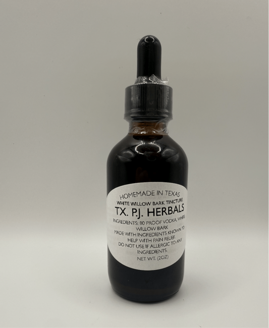 White Willow Bark tincture bottle with dropper for natural pain relief and anti-inflammatory support