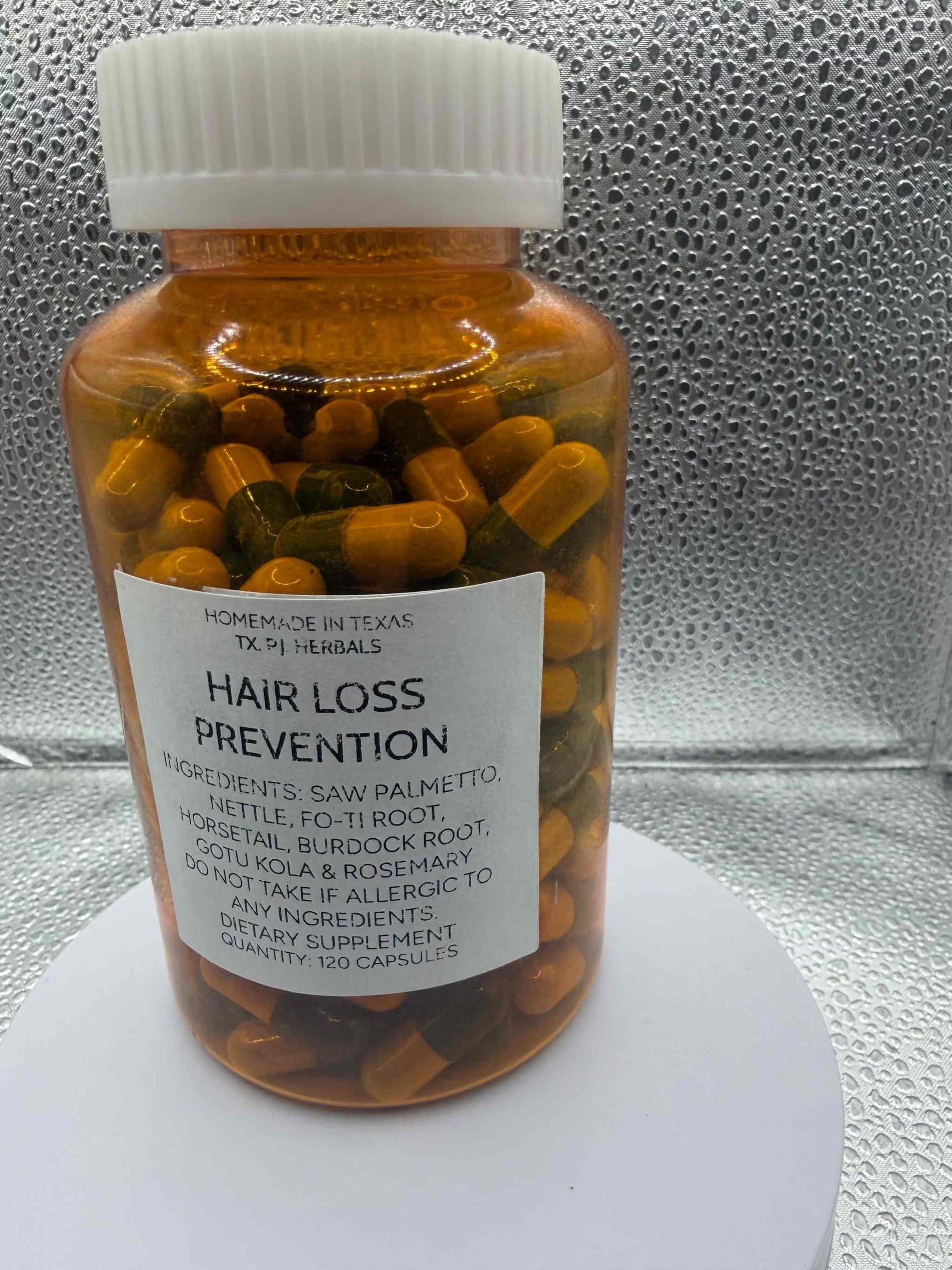 All-Natural Hair Loss Capsules bottle with natural botanicals for healthy hair growth