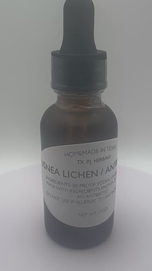 Usnea Lichen Tincture is purported to possess antibiotic properties.